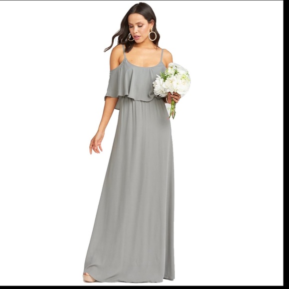 Show Me Your Mumu Soft Charcoal Crisp Caitlin ruffle Maxi dress sz XS - Picture 2 of 7